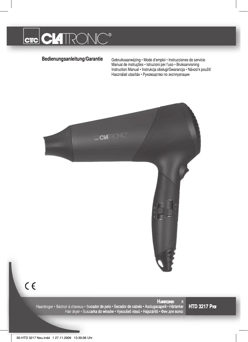 Page 1 de la notice Manuel utilisateur Clatronic HTD 3217