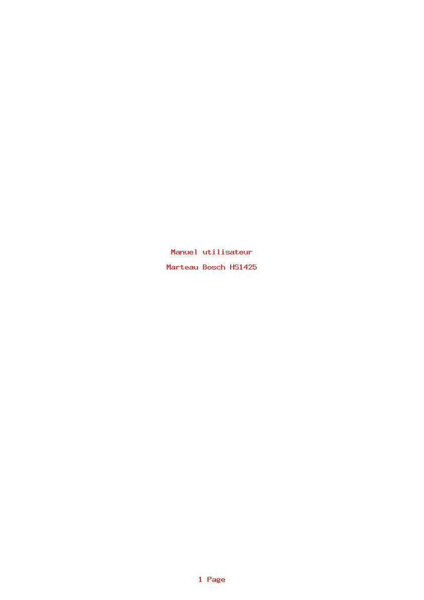 Page 1 de la notice Manuel utilisateur Bosch HS1425