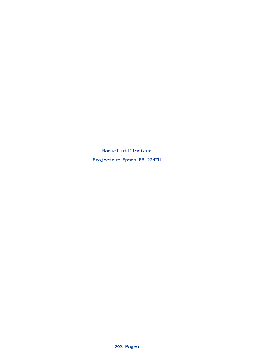Page 1 de la notice Manuel utilisateur Epson EB-2247U
