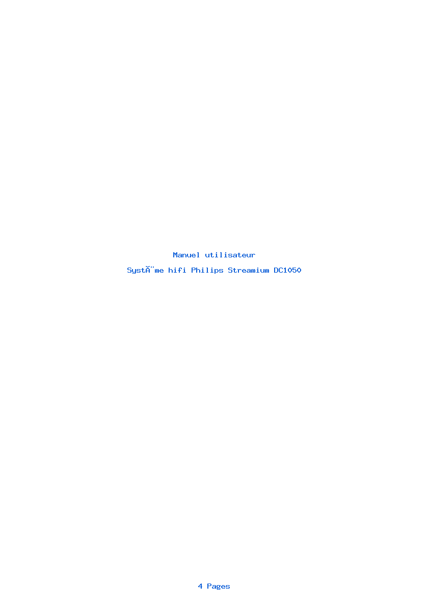 Page 1 de la notice Manuel utilisateur Philips Streamium DC1050