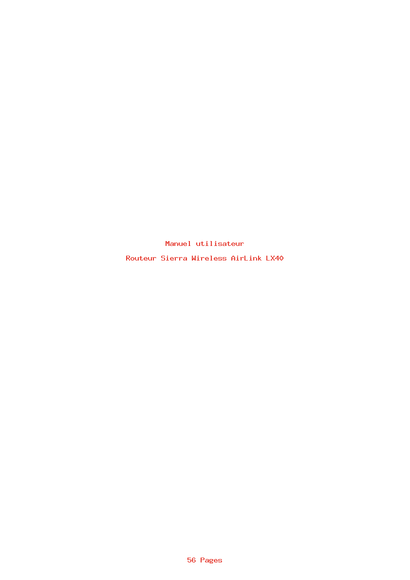Page 1 de la notice Manuel utilisateur Sierra Wireless AirLink LX40