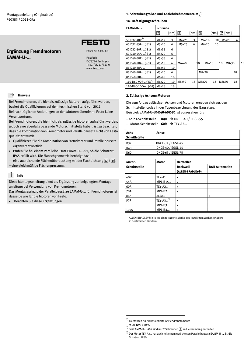 Page 1 de la notice Manuel utilisateur Festo EAMM-U-60-D32-60R-91