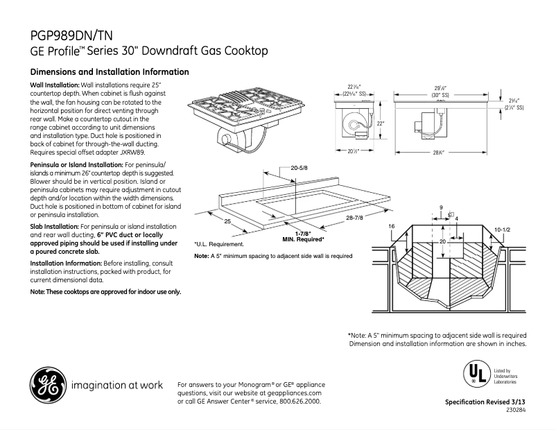 Página 1 del manual Ficha técnica GE Profile PGP989DNBB