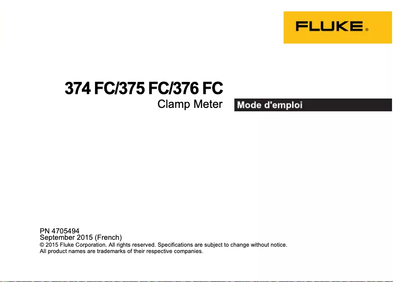 Page 1 de la notice Manuel utilisateur Fluke 376 FC