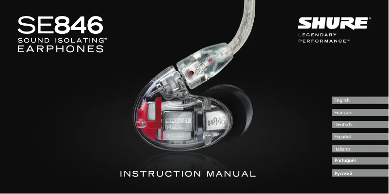 Page 1 de la notice Manuel utilisateur Shure SE846