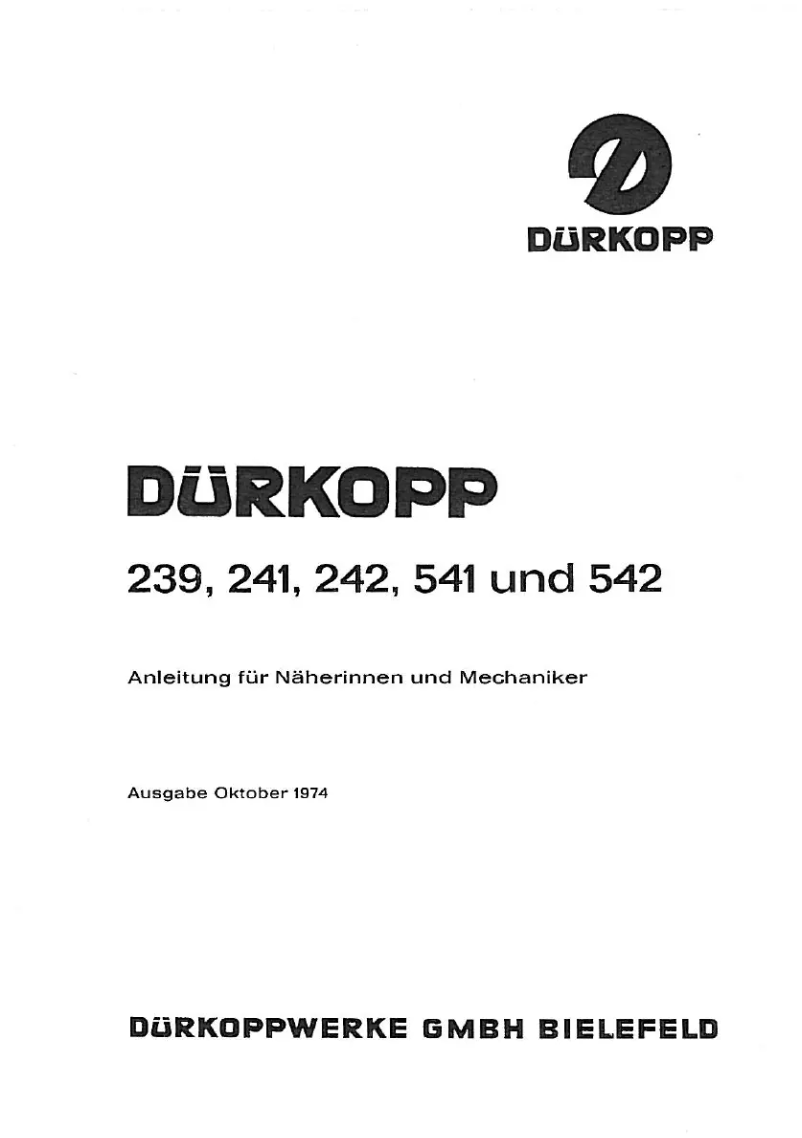 Página 1 del manual Manual de usuario Dürkopp Adler 241