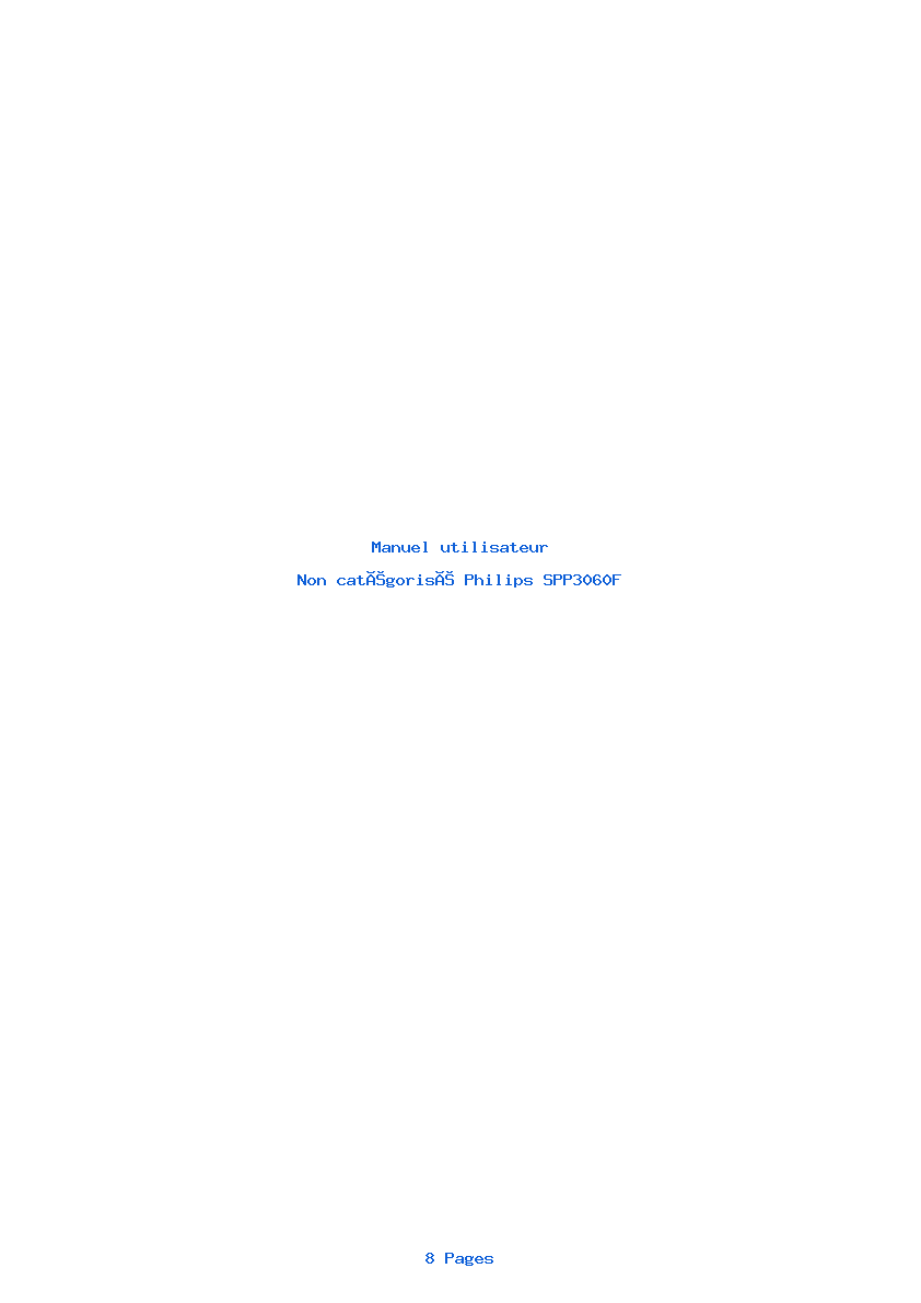 Page 1 de la notice Manuel utilisateur Philips SPP3060F