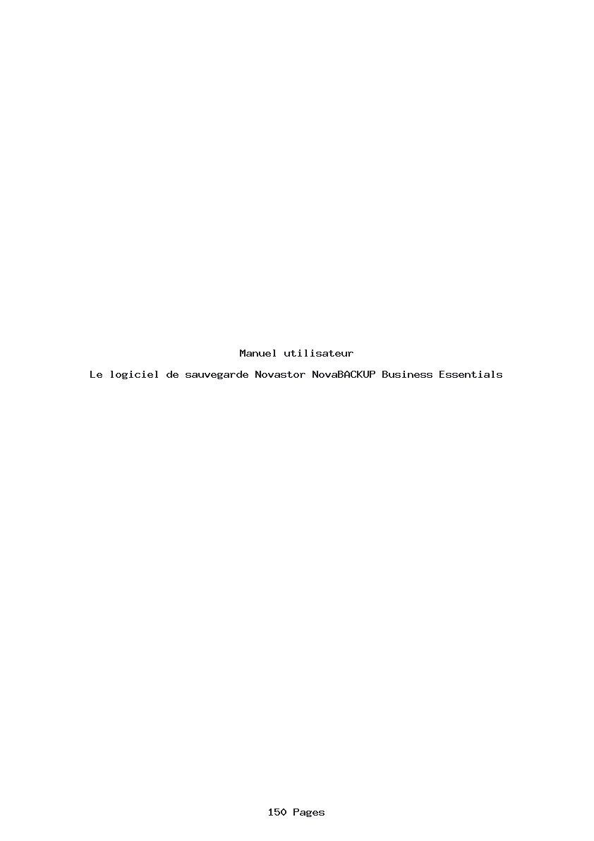 Page 1 de la notice Manuel utilisateur Novastor NovaBACKUP Business Essentials