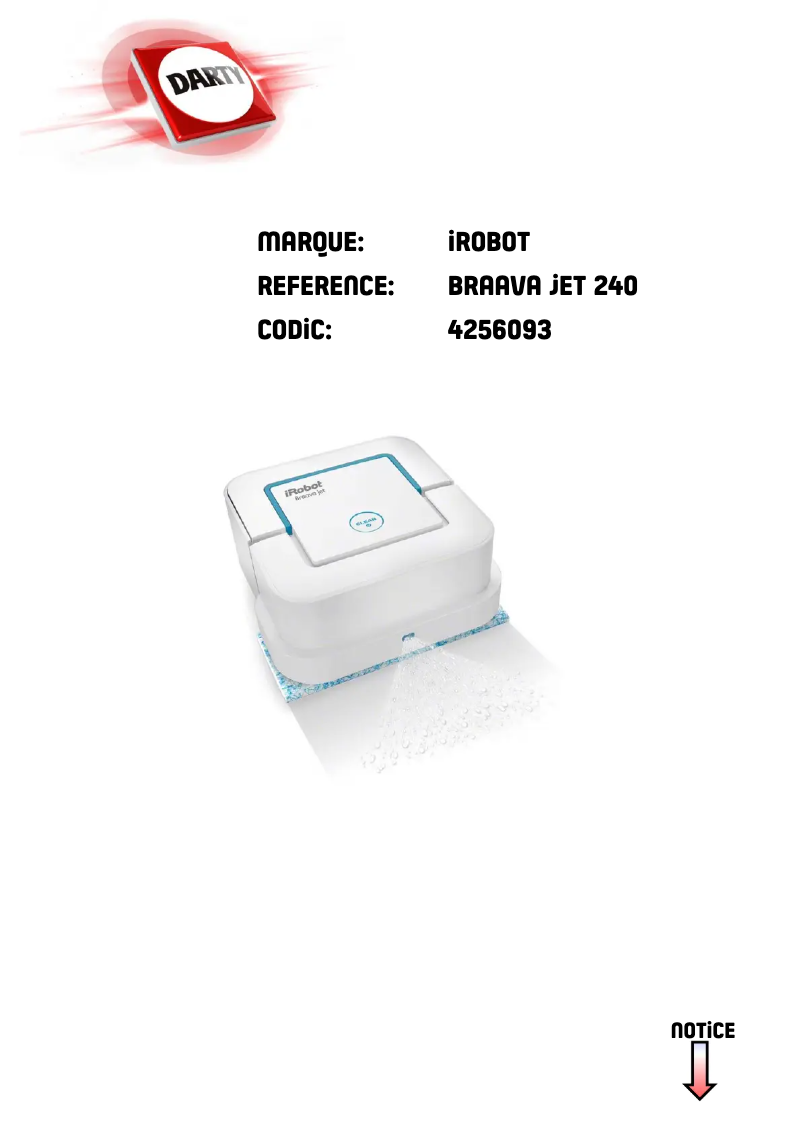 Page 1 de la notice Manuel utilisateur iRobot Braava jet 240