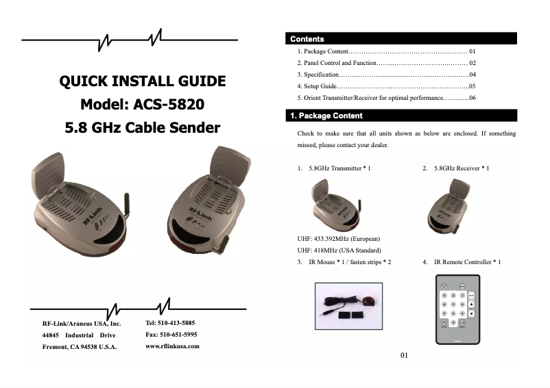 Página 1 del manual Manual de usuario RF-Link ACS-5820