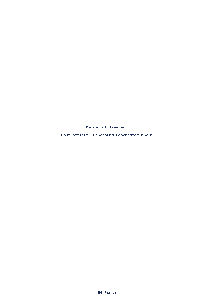 Page 1 de la notice Manuel utilisateur Turbosound Manchester MS215