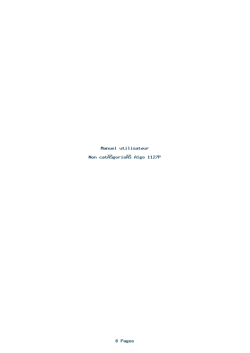 Page 1 de la notice Manuel utilisateur Algo 1127P