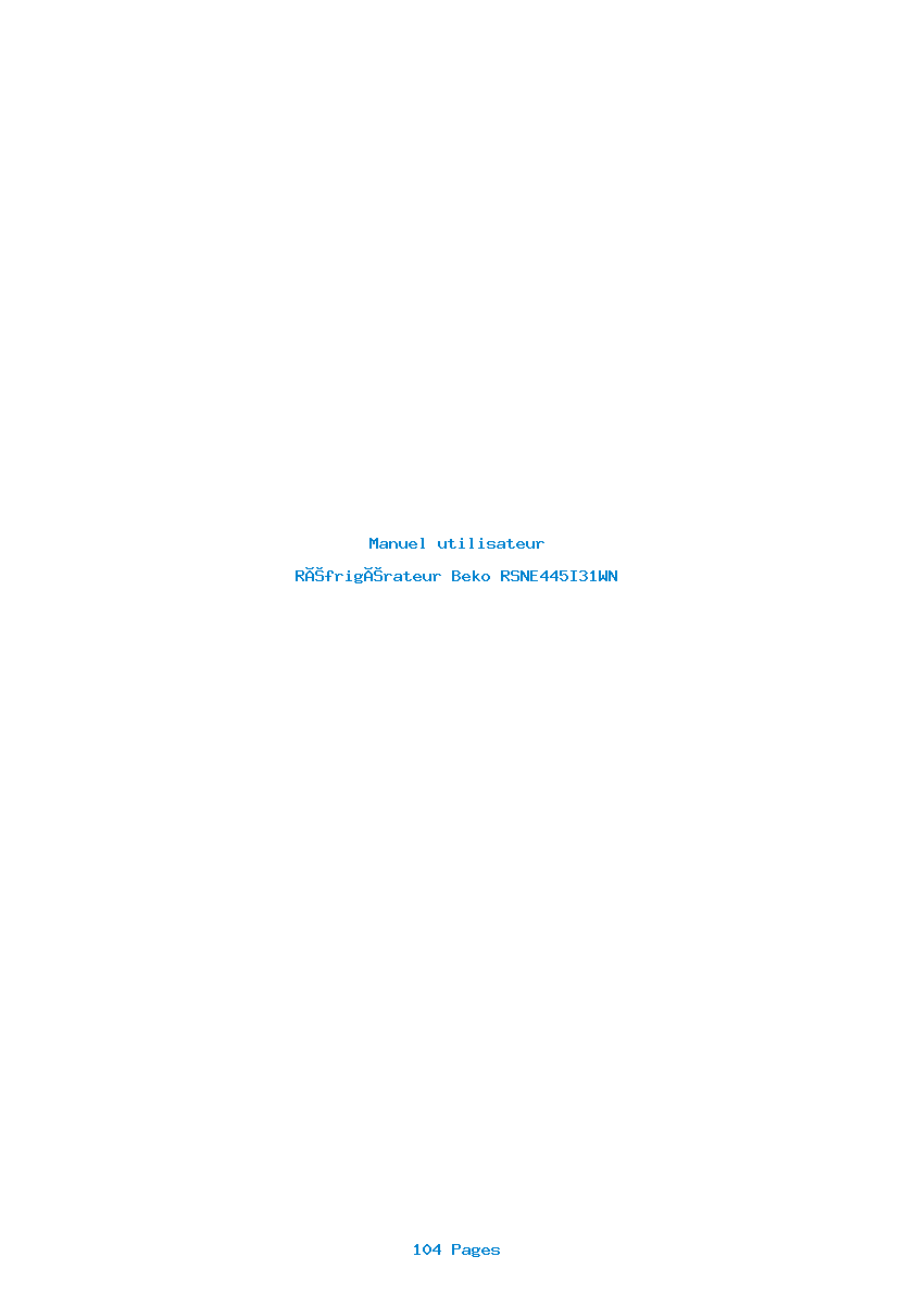 Page 1 de la notice Manuel utilisateur Beko RSNE445I31WN