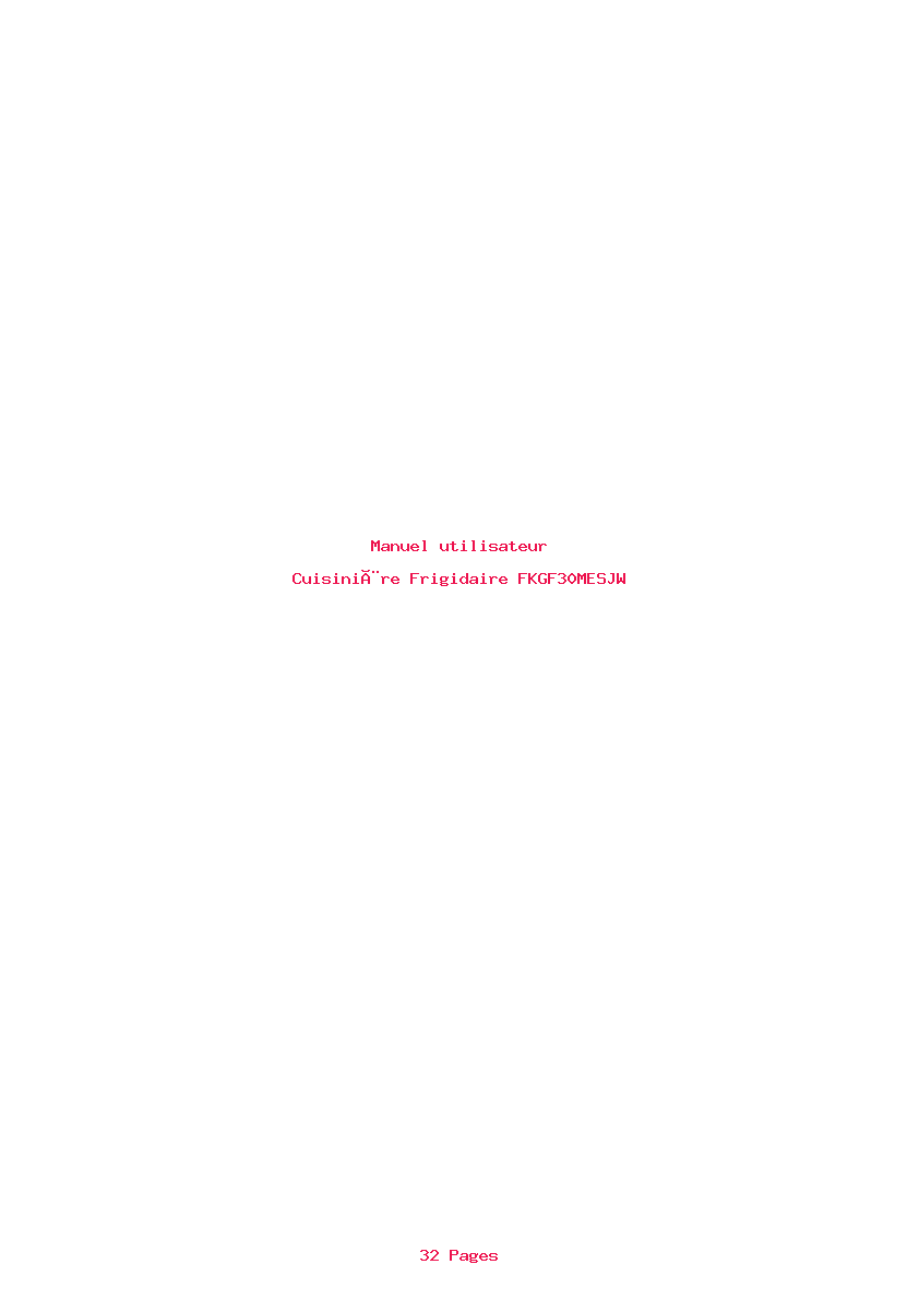 Page 1 de la notice Manuel utilisateur Frigidaire FKGF30MESJW