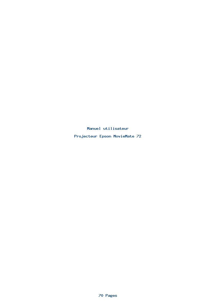 Page 1 de la notice Manuel utilisateur Epson MovieMate 72