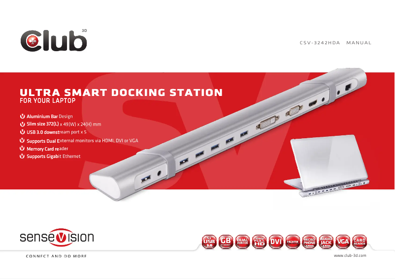 Page 1 de la notice Manuel utilisateur CLUB3D CSV-3242HDA