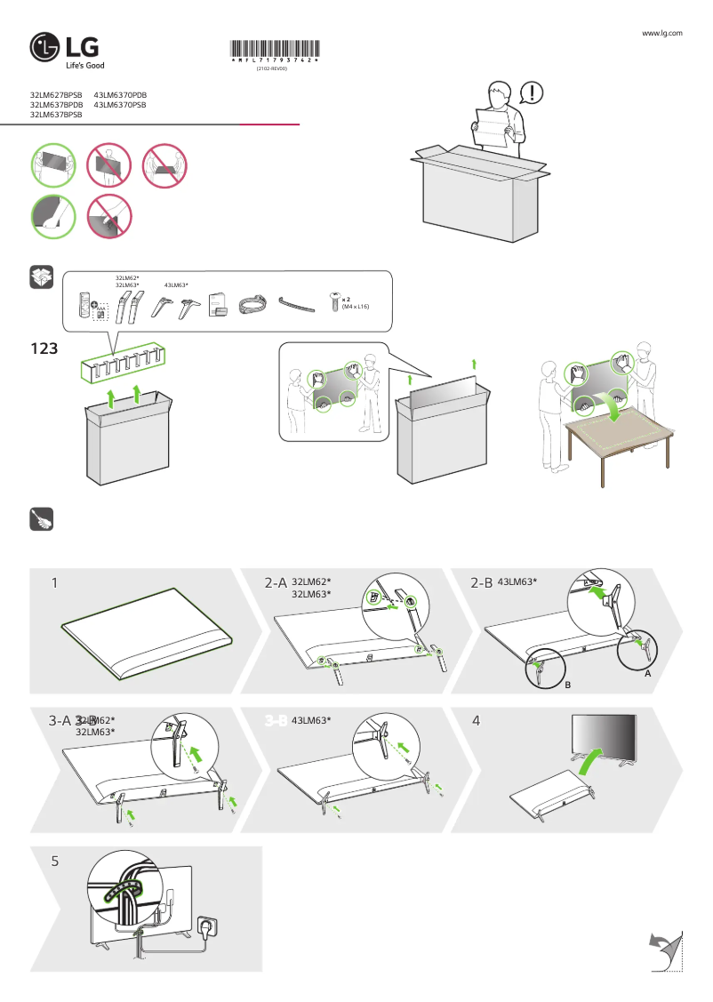 Page 1 de la notice Manuel utilisateur LG 32LM637BPDB