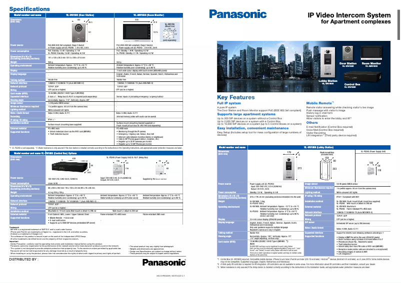 Página 1 del manual Manual de usuario Panasonic VL-FKD2AZ