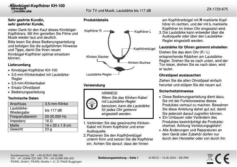 Page 1 de la notice Manuel utilisateur Newgen Medicals KH-100