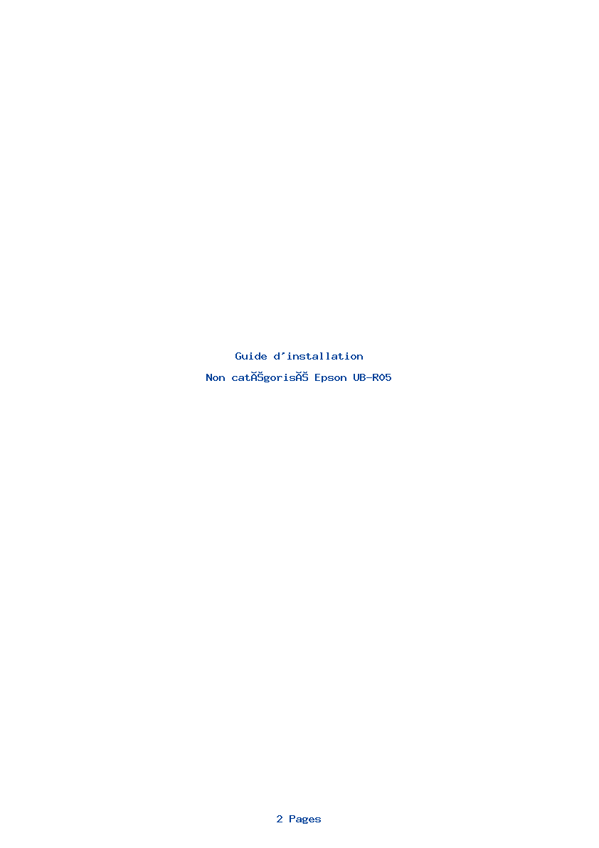 Page 1 de la notice Guide d'installation Epson UB-R05