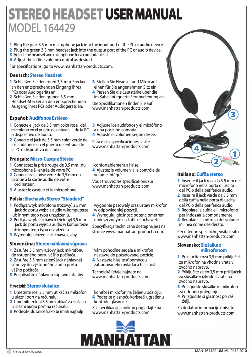Page 1 de la notice Manuel utilisateur Manhattan 164429