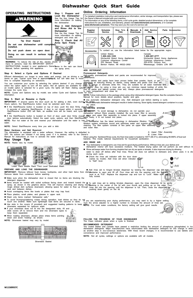 Page 1 de la notice Guide de démarrage rapide KitchenAid KDTF924PPS