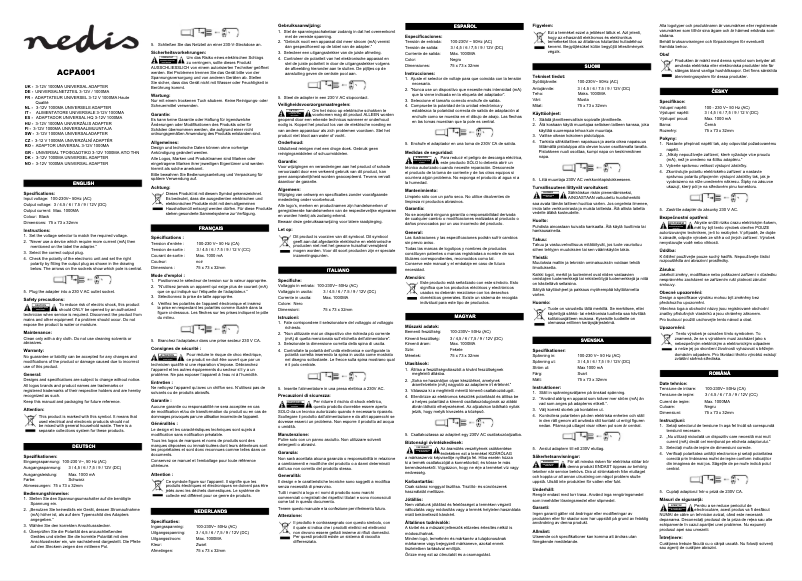Page 1 de la notice Manuel utilisateur Nedis ACPA001