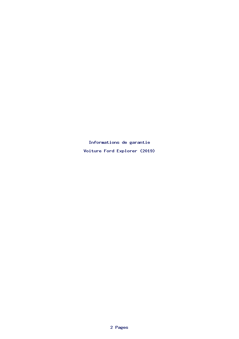 Page 1 de la notice Informations de garantie Ford Explorer (2019)