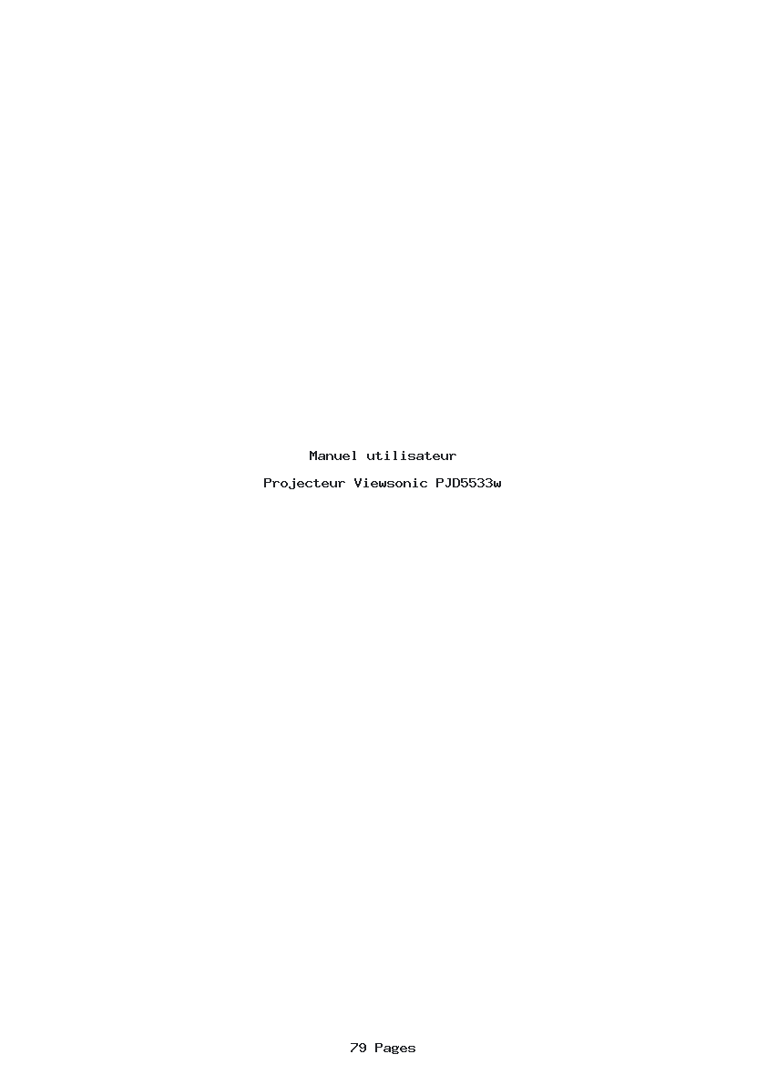 Page 1 de la notice Manuel utilisateur Viewsonic PJD5533w