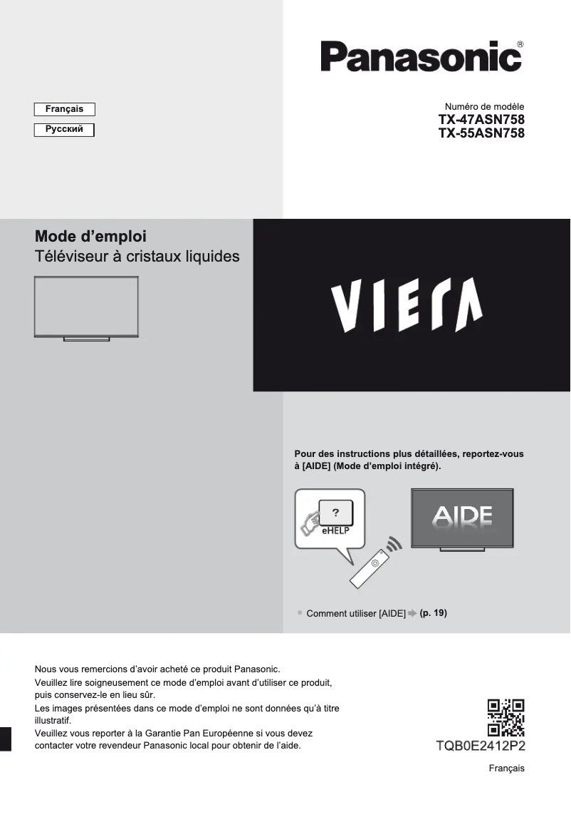 Page 1 of the manual User Manual Panasonic Viera TX-55ASN758