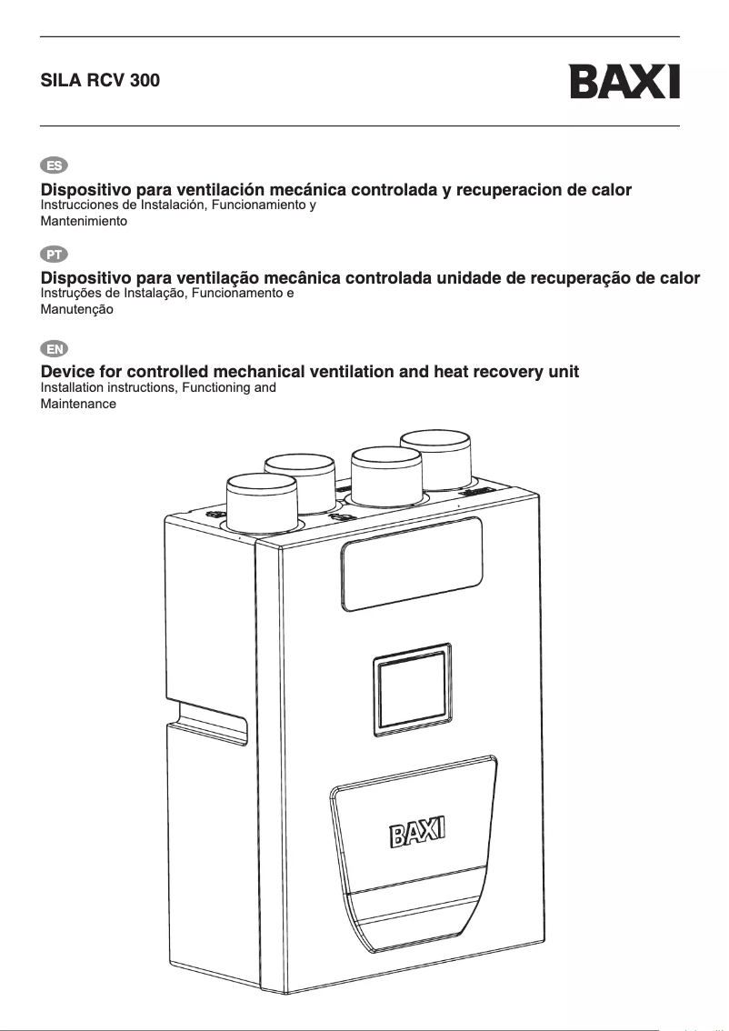 Page 1 de la notice Manuel utilisateur Baxi Sila RCV 300