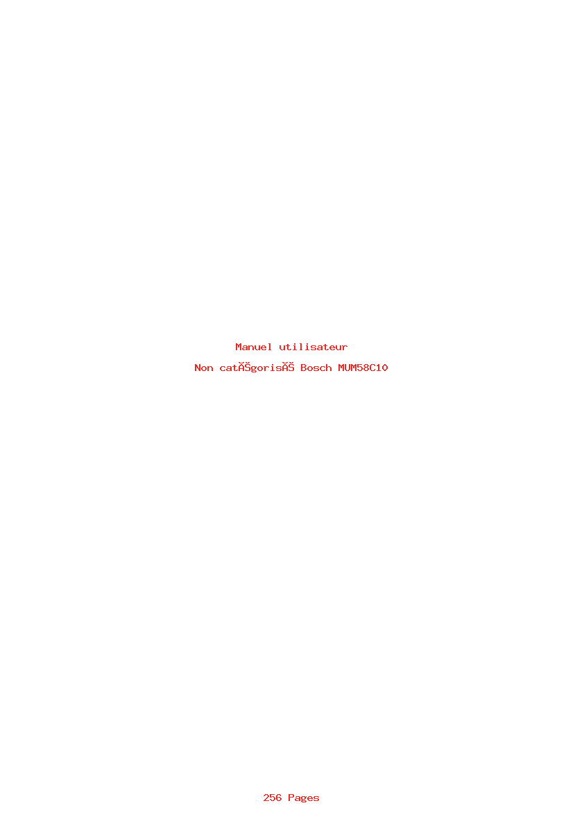 Page 1 de la notice Manuel utilisateur Bosch MUM58C10