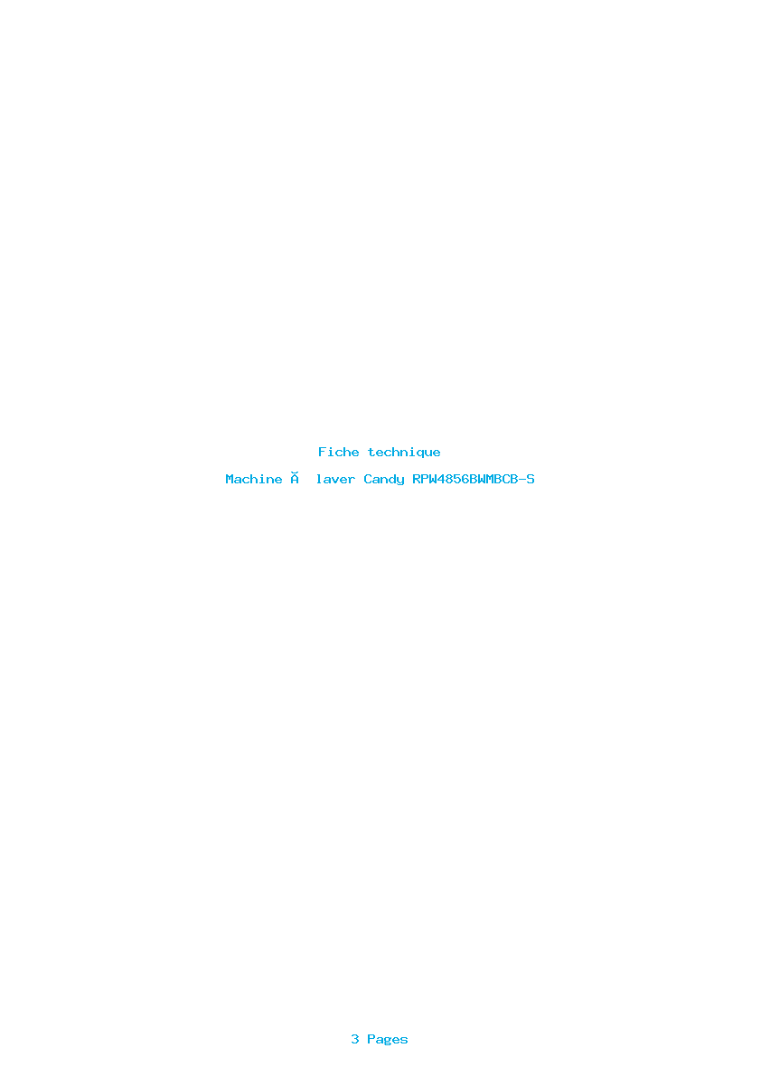Page 1 de la notice Fiche technique Candy RPW4856BWMBCB-S
