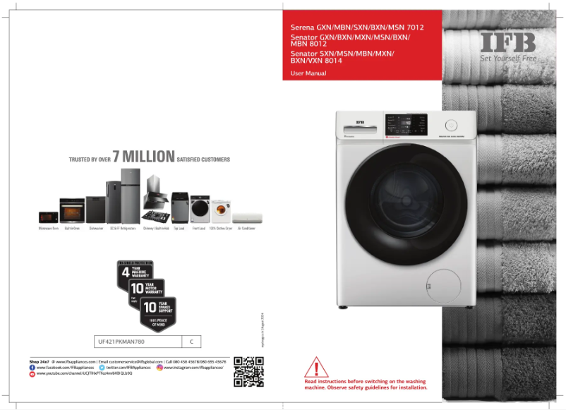 Page 1 de la notice Manuel utilisateur IFB Serena SXN 7012