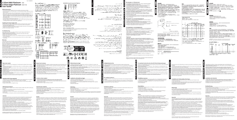 Page 1 de la notice Manuel utilisateur Cooler Master X Silent MAX Platinum 1300