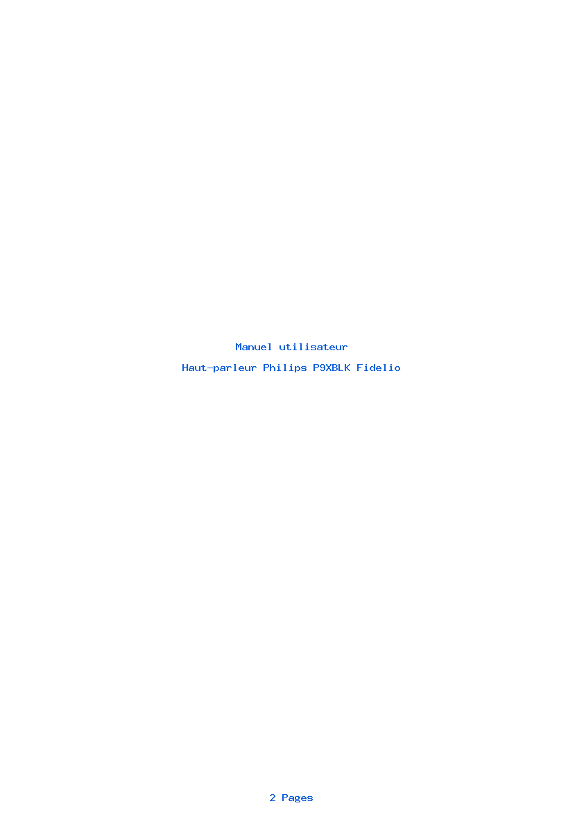 Page 1 de la notice Manuel utilisateur Philips P9XBLK Fidelio