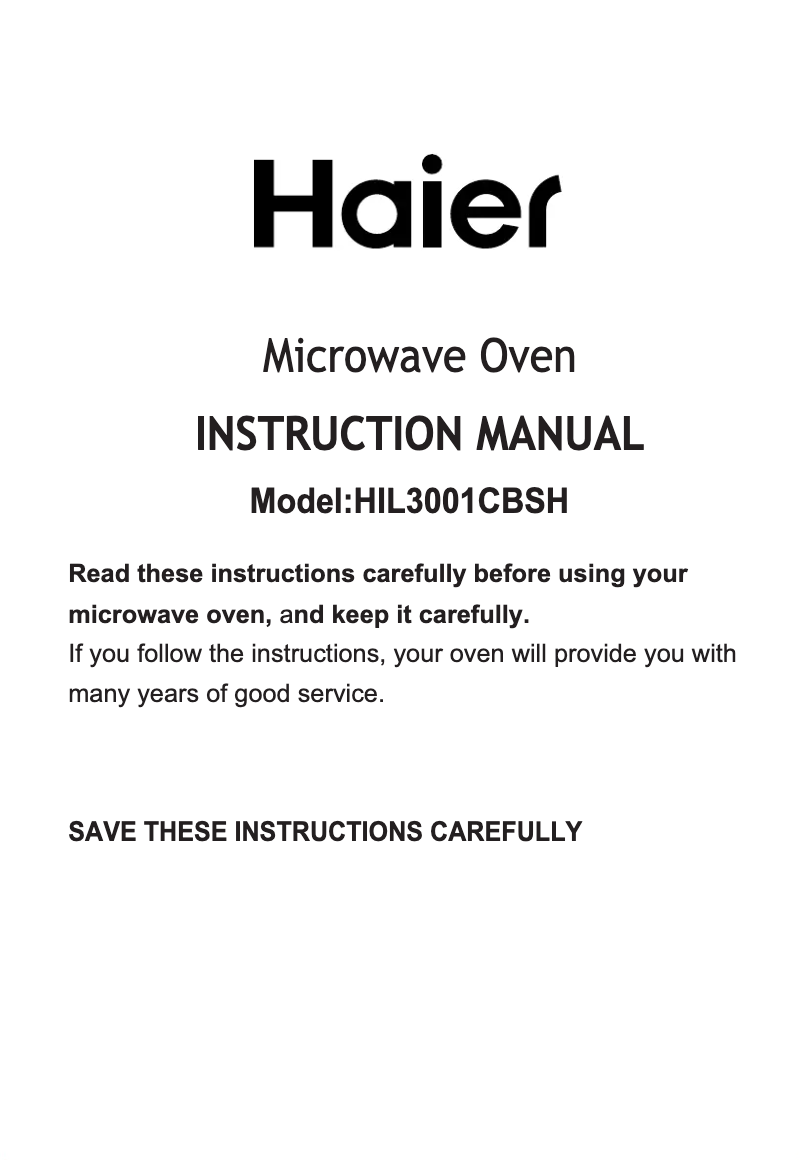 Page 1 de la notice Manuel utilisateur Haier HIL3001CBSH