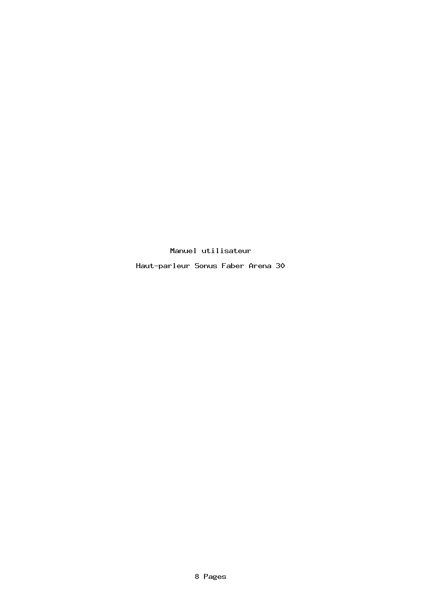 Page 1 de la notice Manuel utilisateur Sonus Faber Arena 30