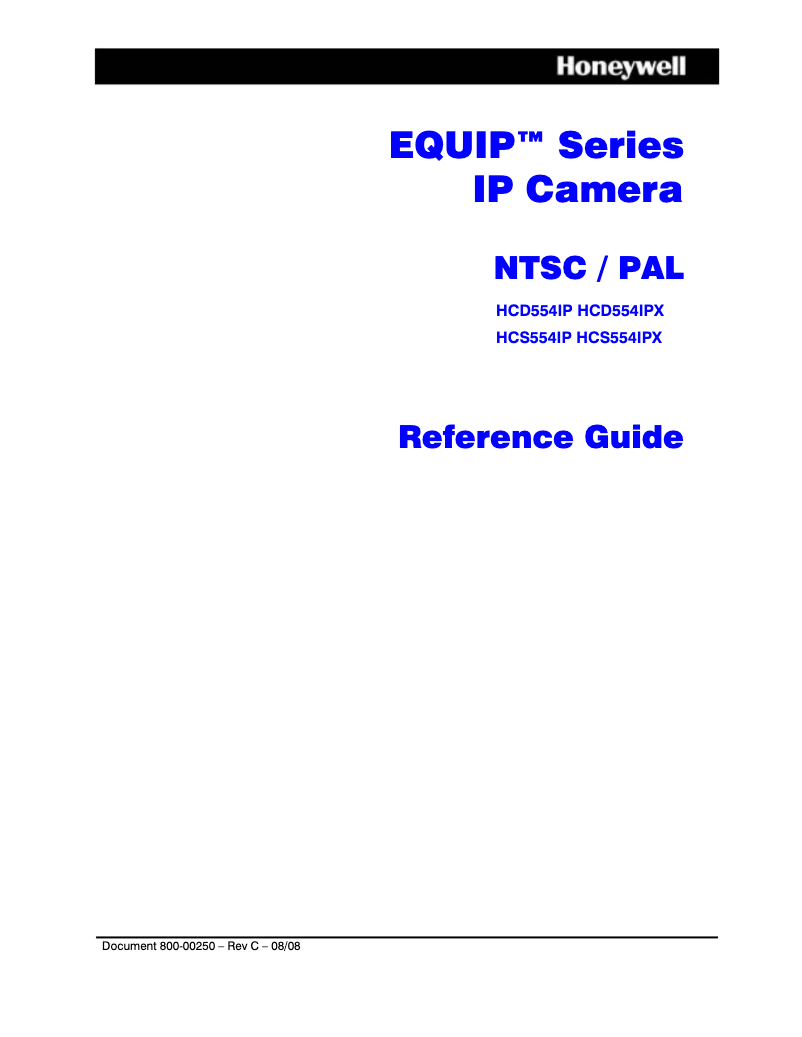 Page 1 de la notice Manuel utilisateur Honeywell Equip HCD554IP