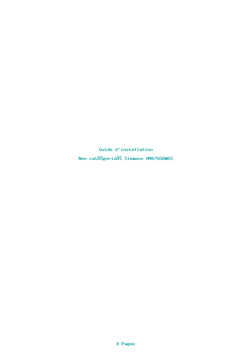 Page 1 de la notice Guide d'installation Siemens HM876GDW6S