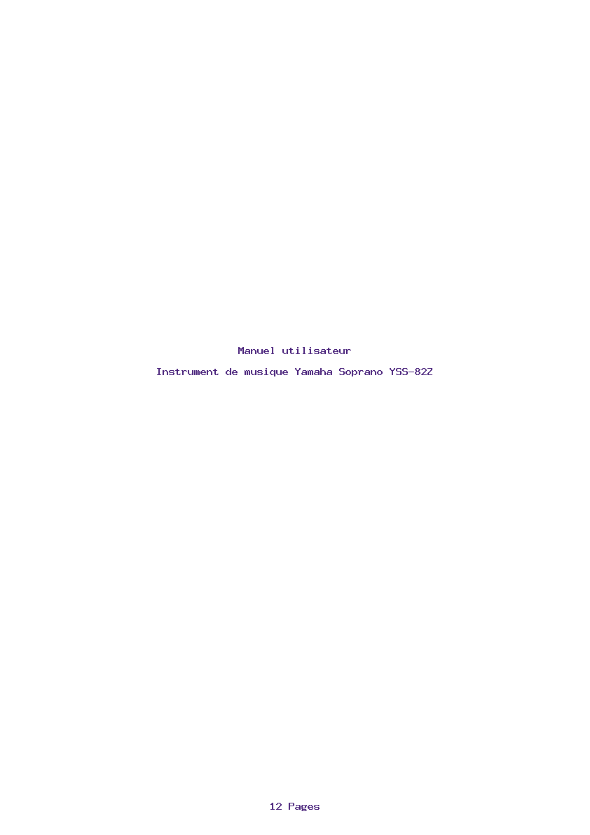 Page 1 de la notice Manuel utilisateur Yamaha Soprano YSS-82Z