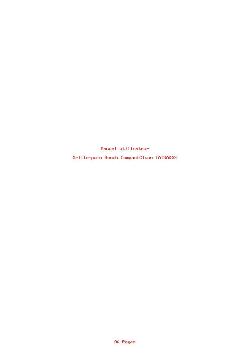 Page 1 de la notice Manuel utilisateur Bosch CompactClass TAT3A003