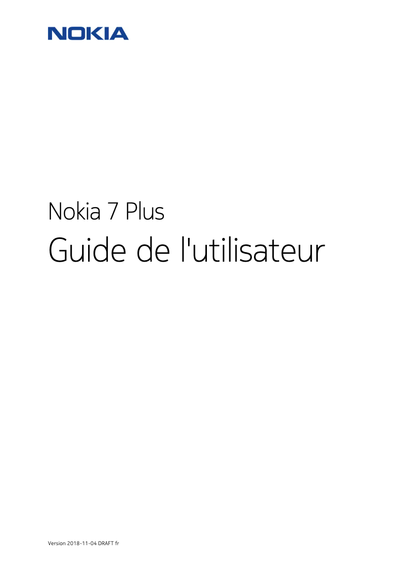 Page 1 de la notice Manuel utilisateur Nokia 7 plus