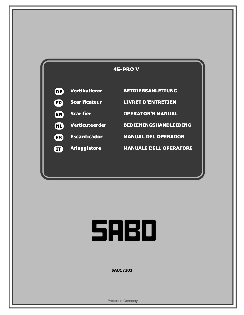 Page 1 de la notice Manuel utilisateur SABO 45-PRO V