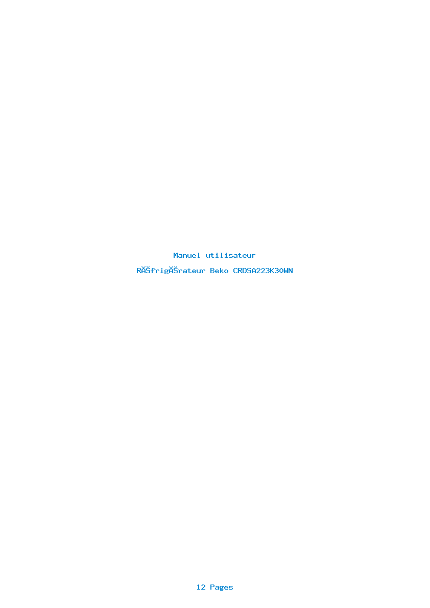 Page 1 de la notice Manuel utilisateur Beko CRDSA223K30WN
