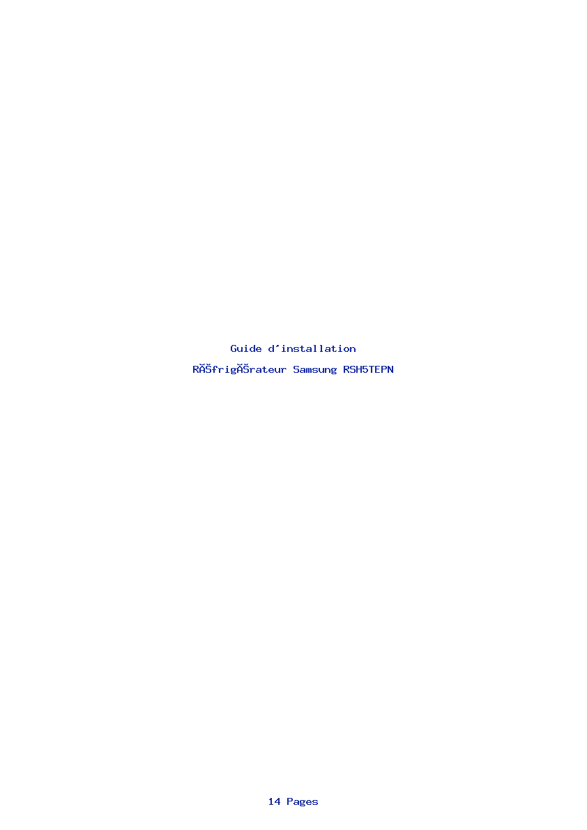 Page 1 de la notice Guide d'installation Samsung RSH5TEPN