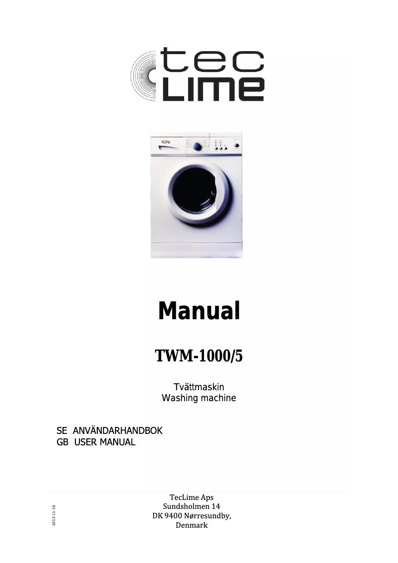 Página 1 del manual Manual de usuario TecLime TWM-1000/5