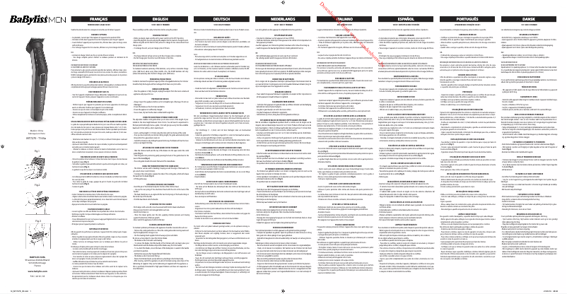 Page 1 de la notice Manuel utilisateur BaByliss MT728E