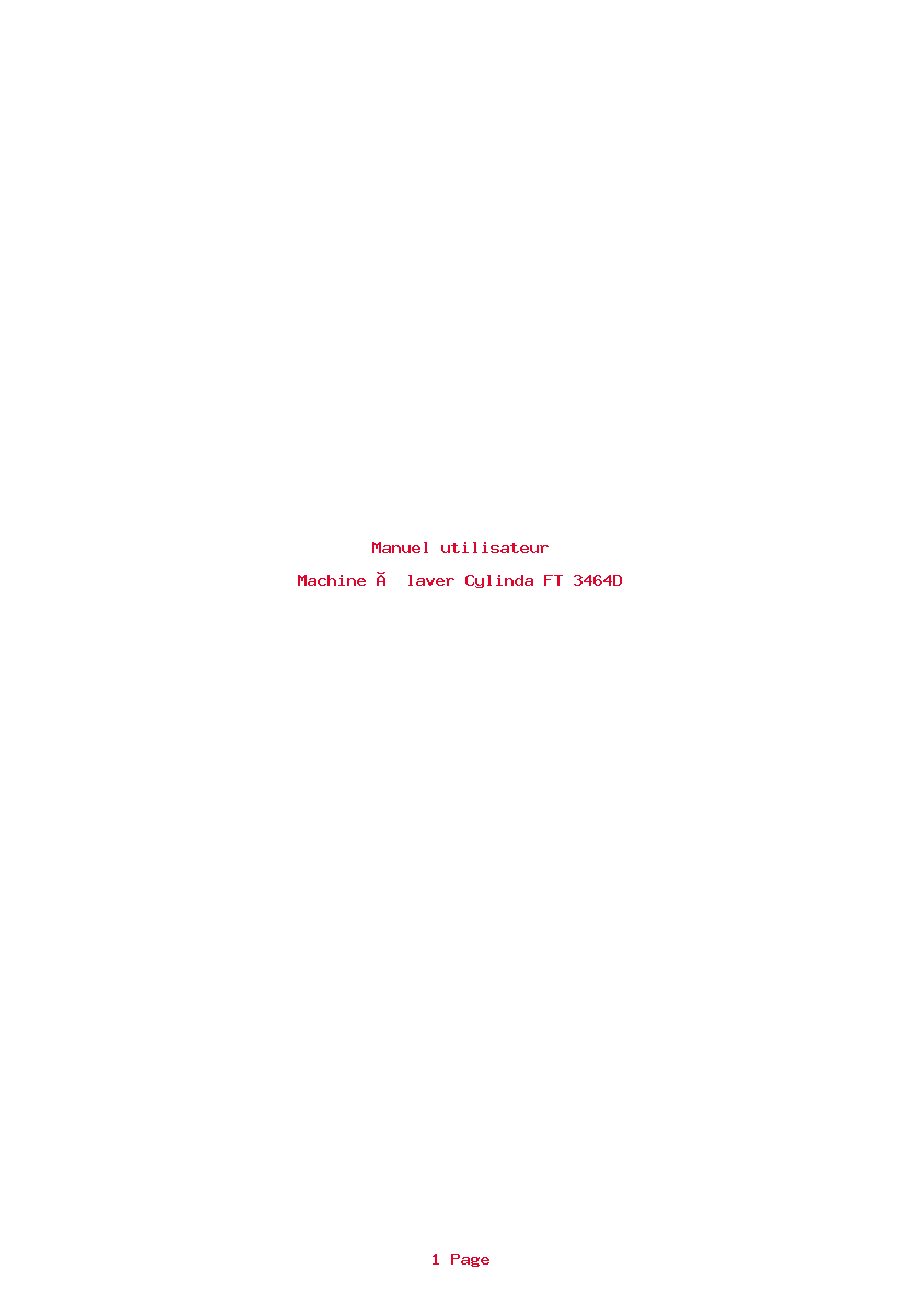 Page 1 de la notice Manuel utilisateur Cylinda FT 3464D