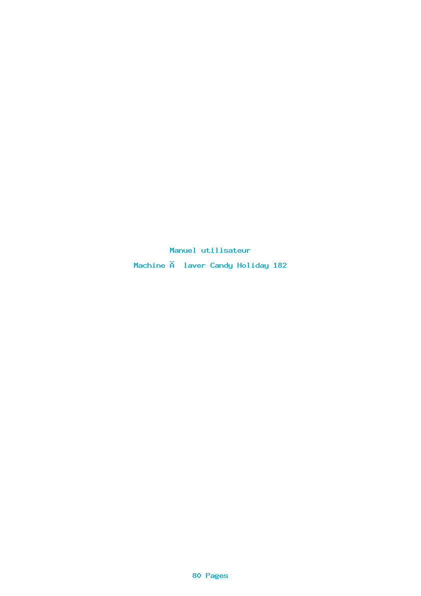 Page 1 de la notice Manuel utilisateur Candy Holiday 182